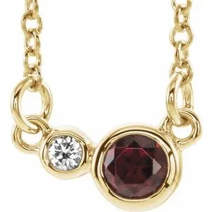 14K Yellow Mozambique Garnet & .02 CTW Diamond 18" Necklace