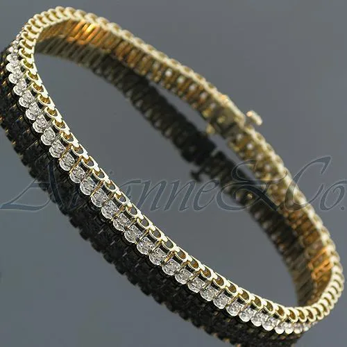 14K Yellow Solid Gold Womens Diamond Bracelet 1.65 Ctw