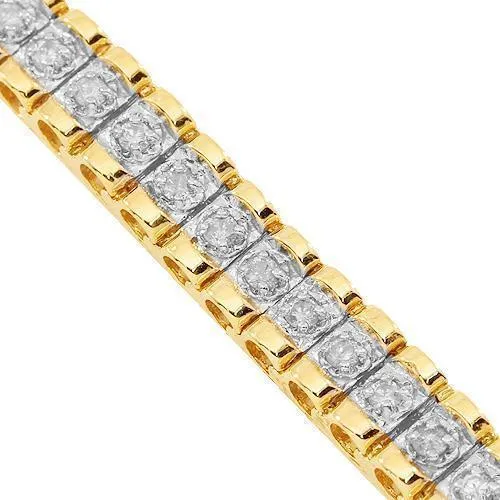 14K Yellow Solid Gold Womens Diamond Bracelet 1.65 Ctw