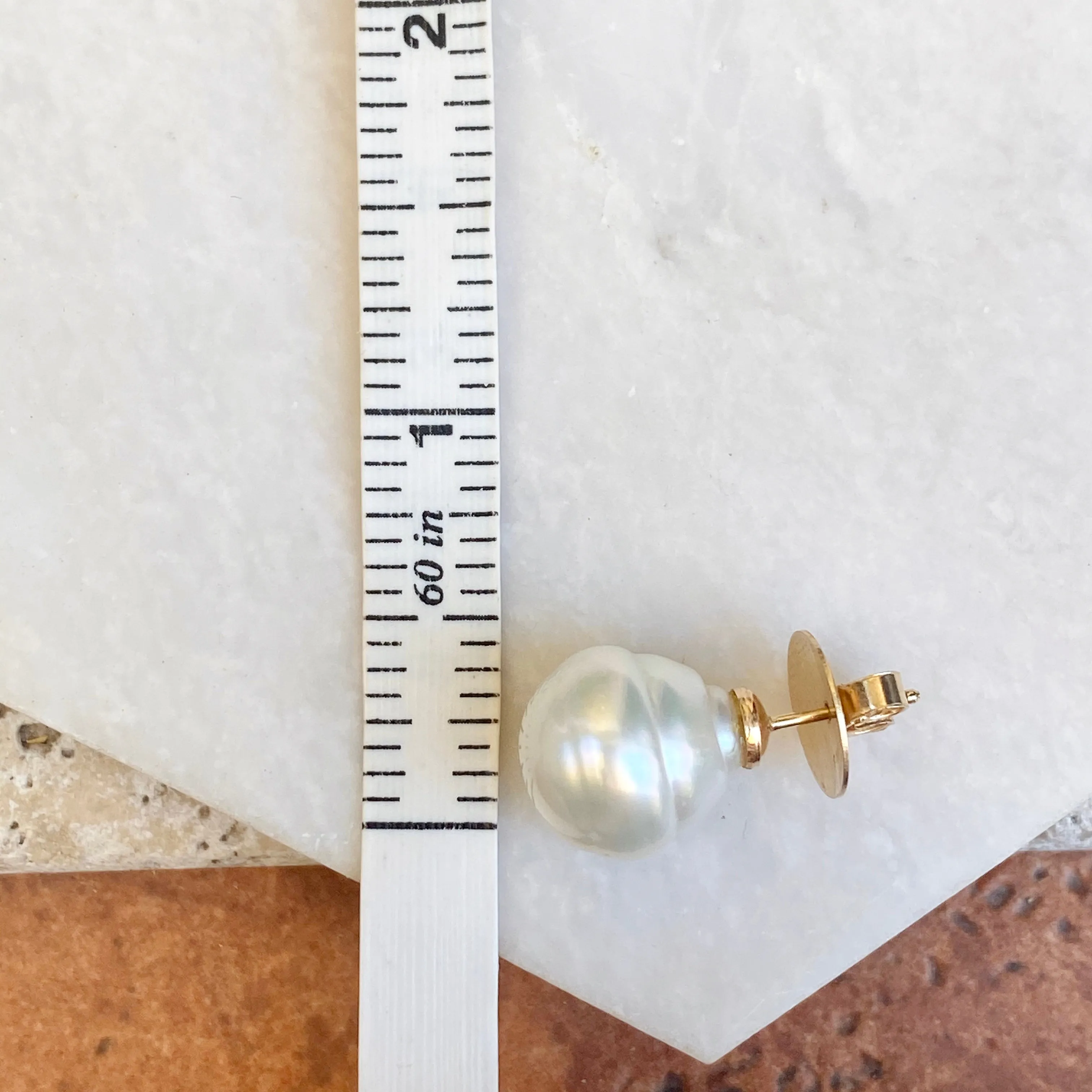 14KT Yellow Gold Paspaley South Sea Pearl Stud Earrings 11~12mm