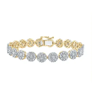 14kt Yellow Gold Womens Round Diamond Fashion Bracelet 7-7/8 Cttw