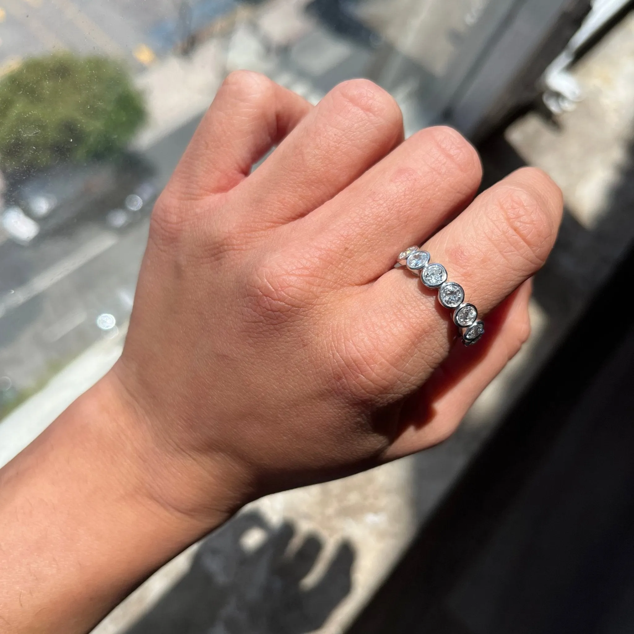 1.53ctw Old European Cut Diamond 7-Stone Bezel Band