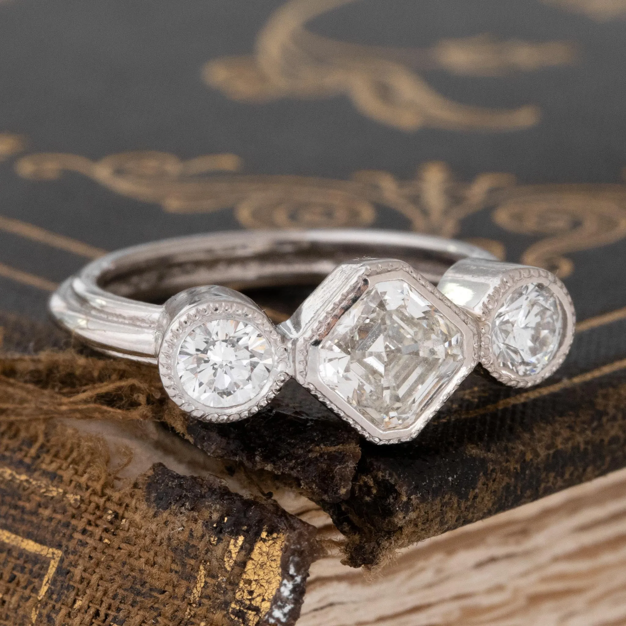 1.61ctw Emerald Diamond Trilogy Ring, GIA I VVS2