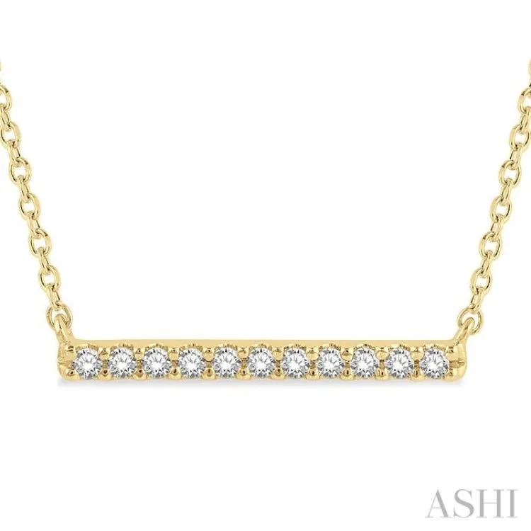 1/8 ctw Bar Round Cut Diamond Petite Necklace in 10K Yellow Gold