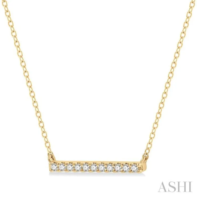 1/8 ctw Bar Round Cut Diamond Petite Necklace in 10K Yellow Gold