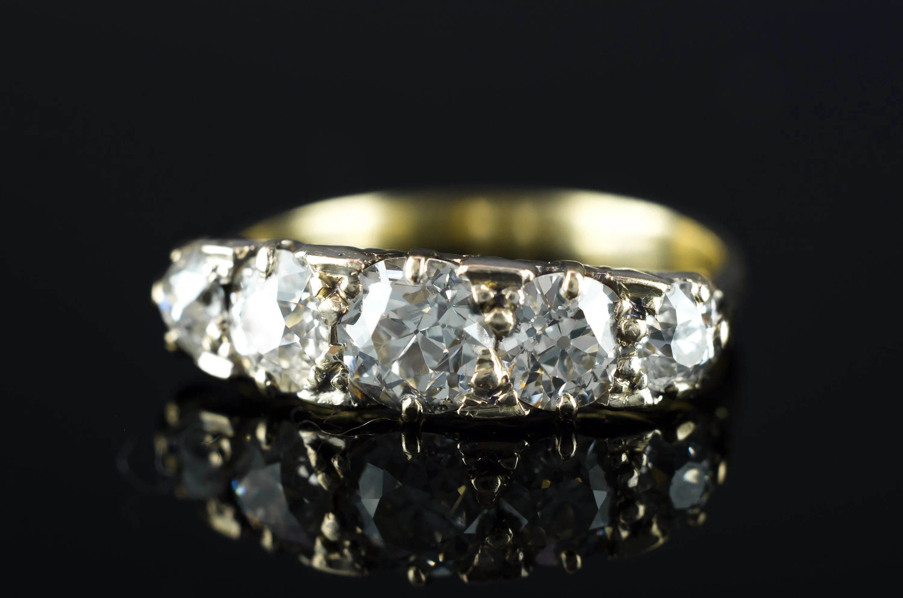 1.80CTW ANTIQUE FIVE STONE OLD CUT DIAMOND BAND