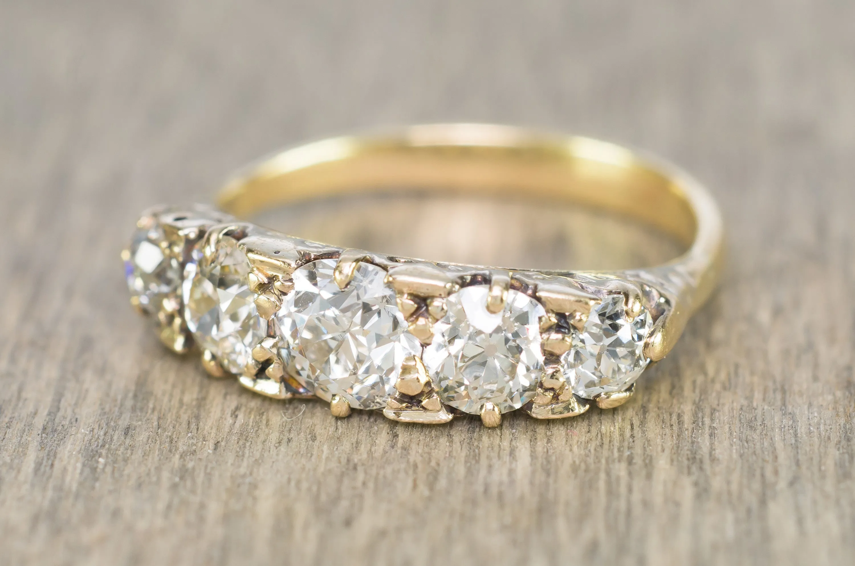 1.80CTW ANTIQUE FIVE STONE OLD CUT DIAMOND BAND
