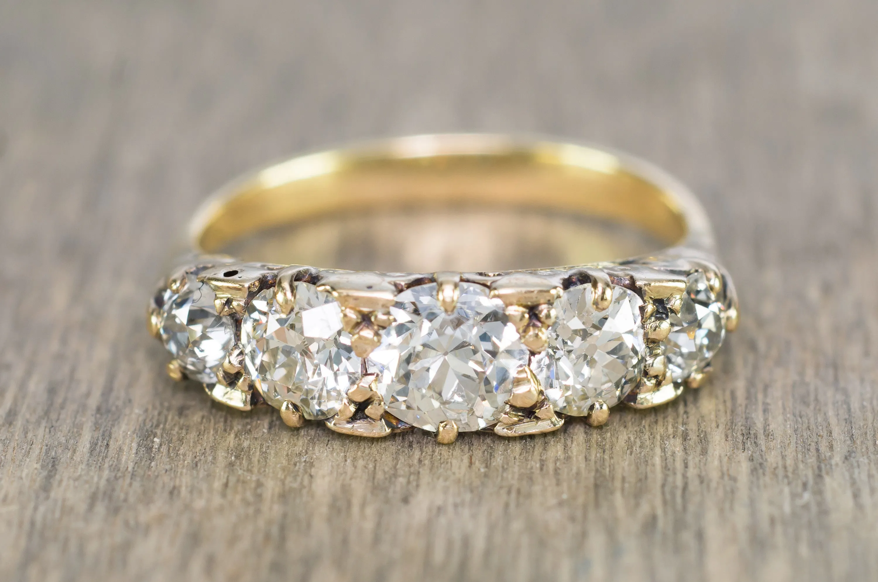 1.80CTW ANTIQUE FIVE STONE OLD CUT DIAMOND BAND