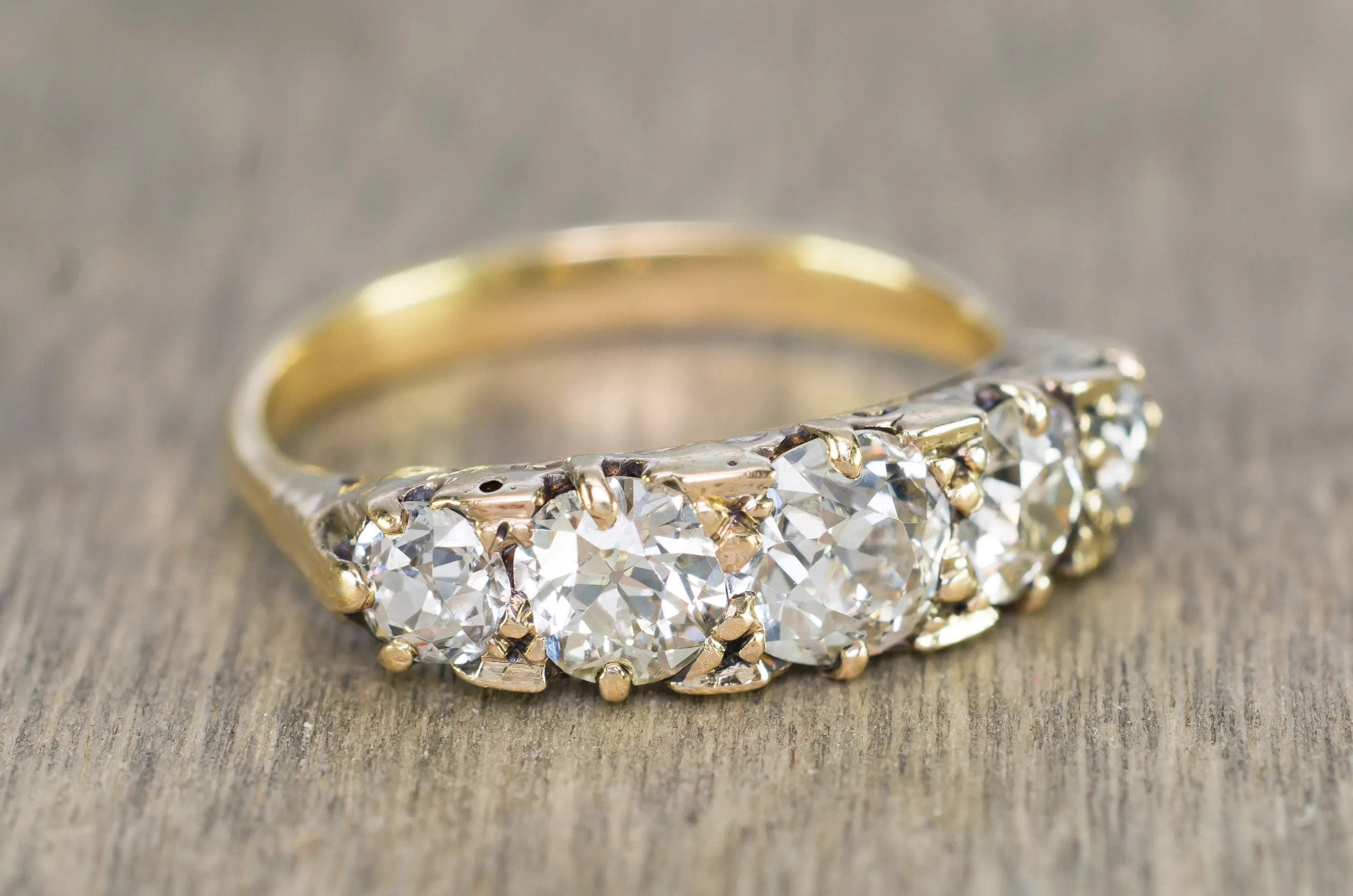 1.80CTW ANTIQUE FIVE STONE OLD CUT DIAMOND BAND