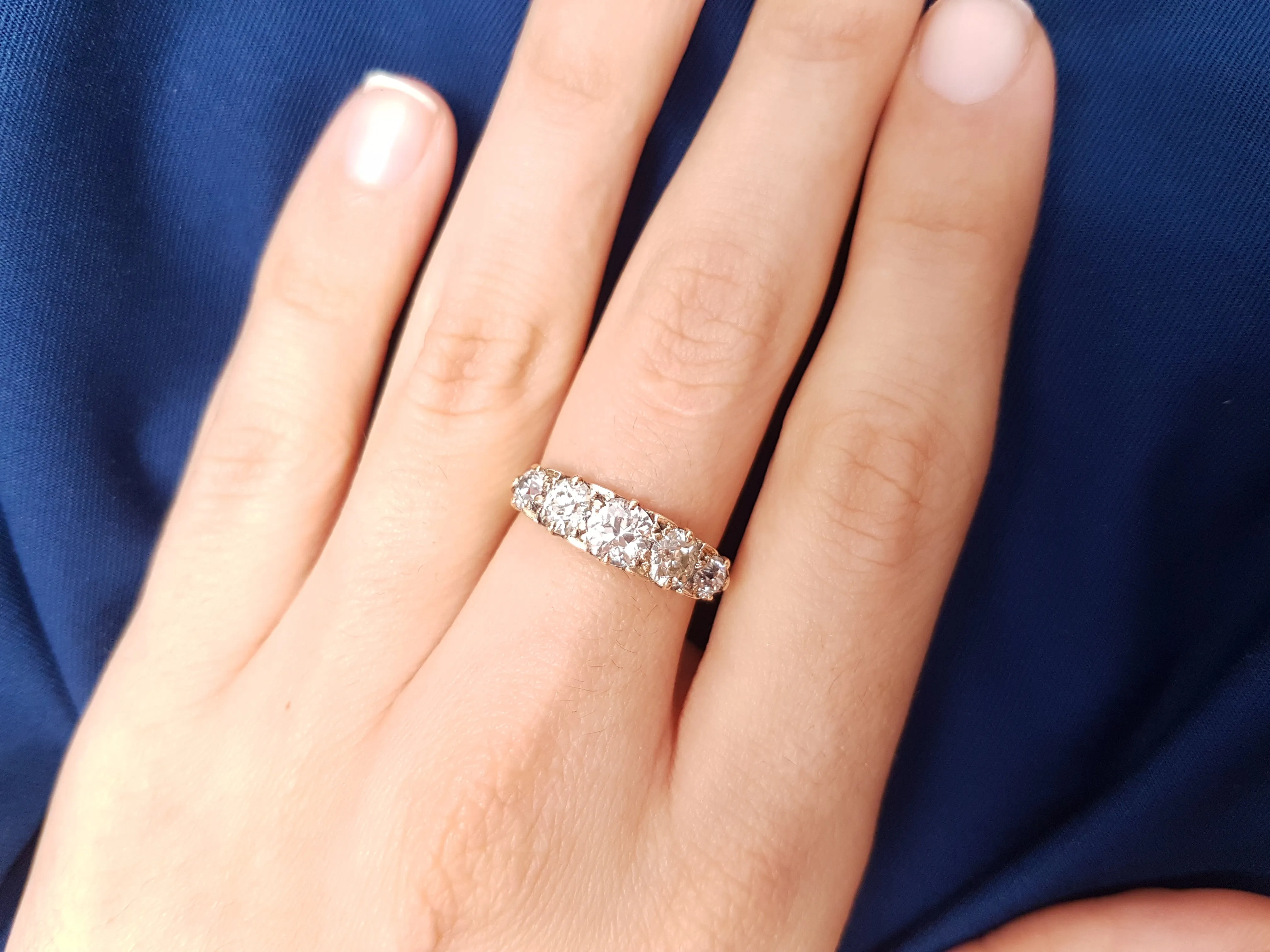 1.80CTW ANTIQUE FIVE STONE OLD CUT DIAMOND BAND