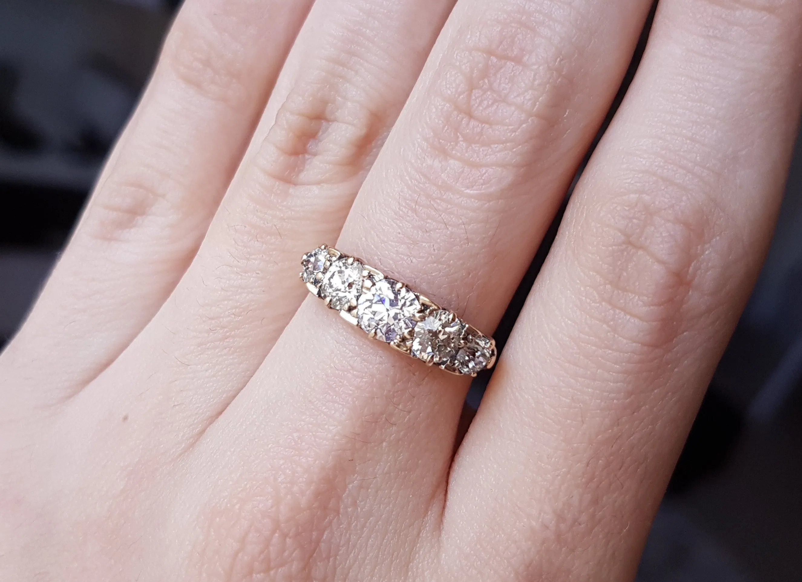 1.80CTW ANTIQUE FIVE STONE OLD CUT DIAMOND BAND