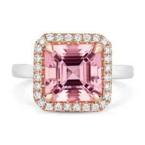 18ct white and rose gold Morganite and Diamond Ring