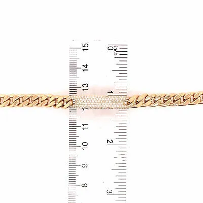 18K Diamond Plate Cuban Link Bracelet Yellow Gold