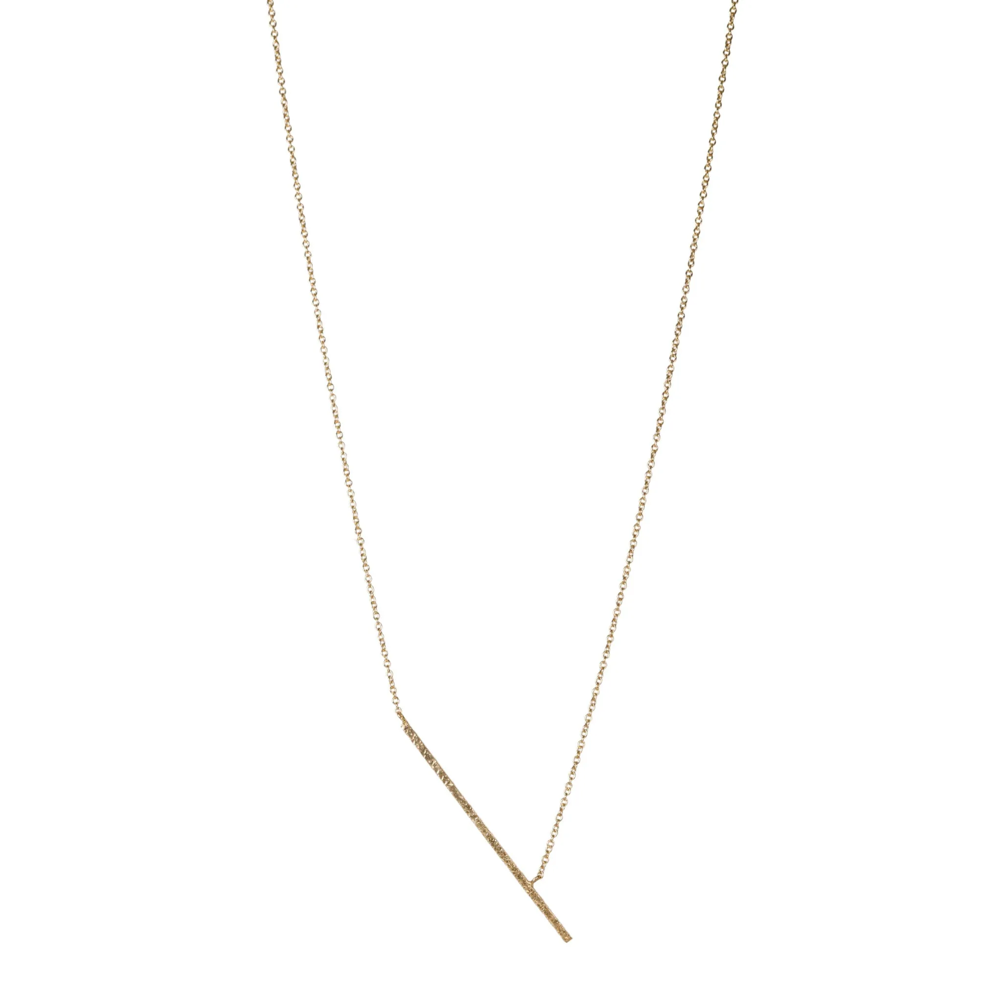 18K Gold Asymmetrical Textured "Rain Stick" Necklace