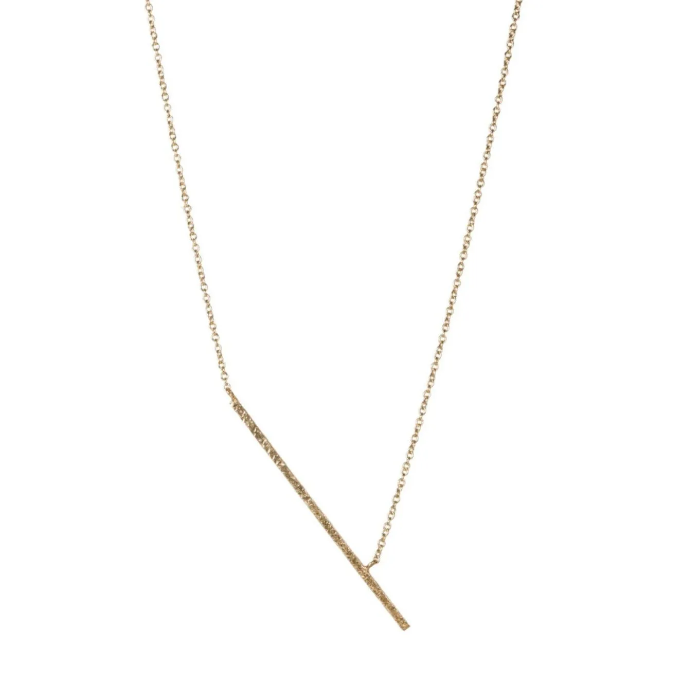 18K Gold Asymmetrical Textured "Rain Stick" Necklace