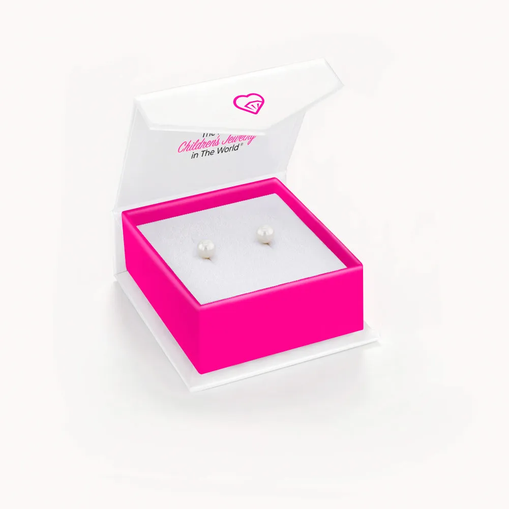 18k Gold Classic Freshwater Cultured Pearl 3-6mm Baby / Toddler / Kids Earrings Safety Screw Back