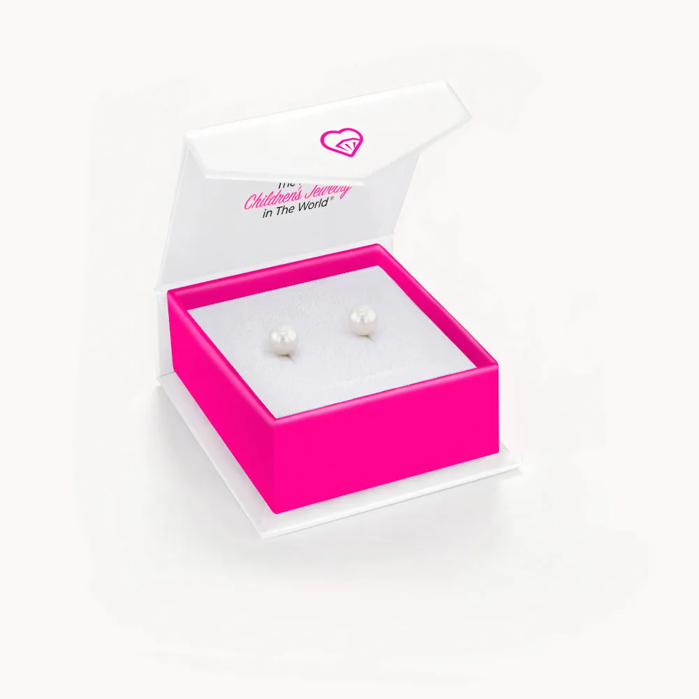18k Gold Classic Freshwater Cultured Pearl 3-6mm Baby / Toddler / Kids Earrings Safety Screw Back