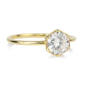 18K Gold "Selene" Hexagonal Diamond Ring Mount