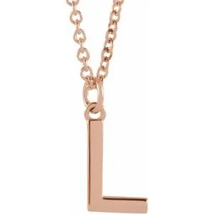 18K Rose Gold-Plated Sterling Silver Initial L  Dangle 16" Necklace
