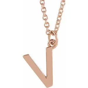 18K Rose Gold-Plated Sterling Silver Initial V Dangle 18" Necklace