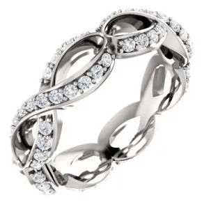 18K White 1/2 CTW Diamond Sculptural-Inspired Eternity Band Size 5.5