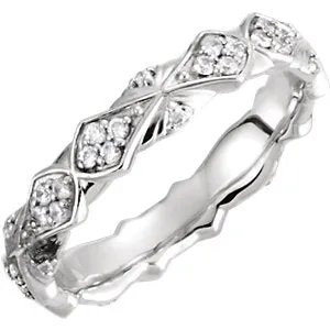 18K White 1/3 CTW Diamond Sculptural-Inspired Eternity Band Size 7