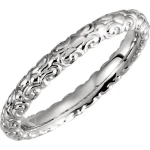 18K White 2.9 mm Sculptural-Inspired Band Size 6.5