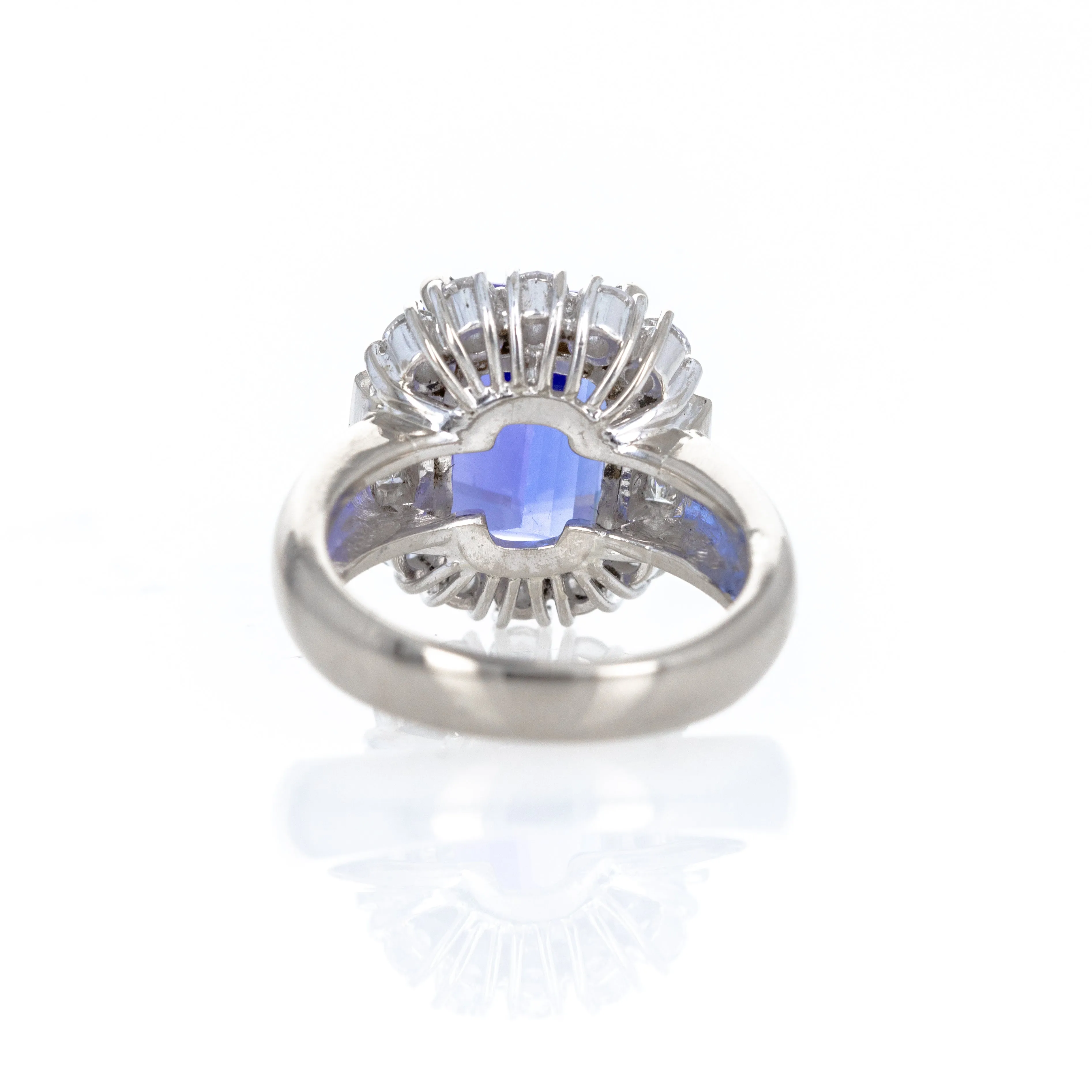 18K White Gold 6.48 Carat Tanzanite Diamond Halo Ring