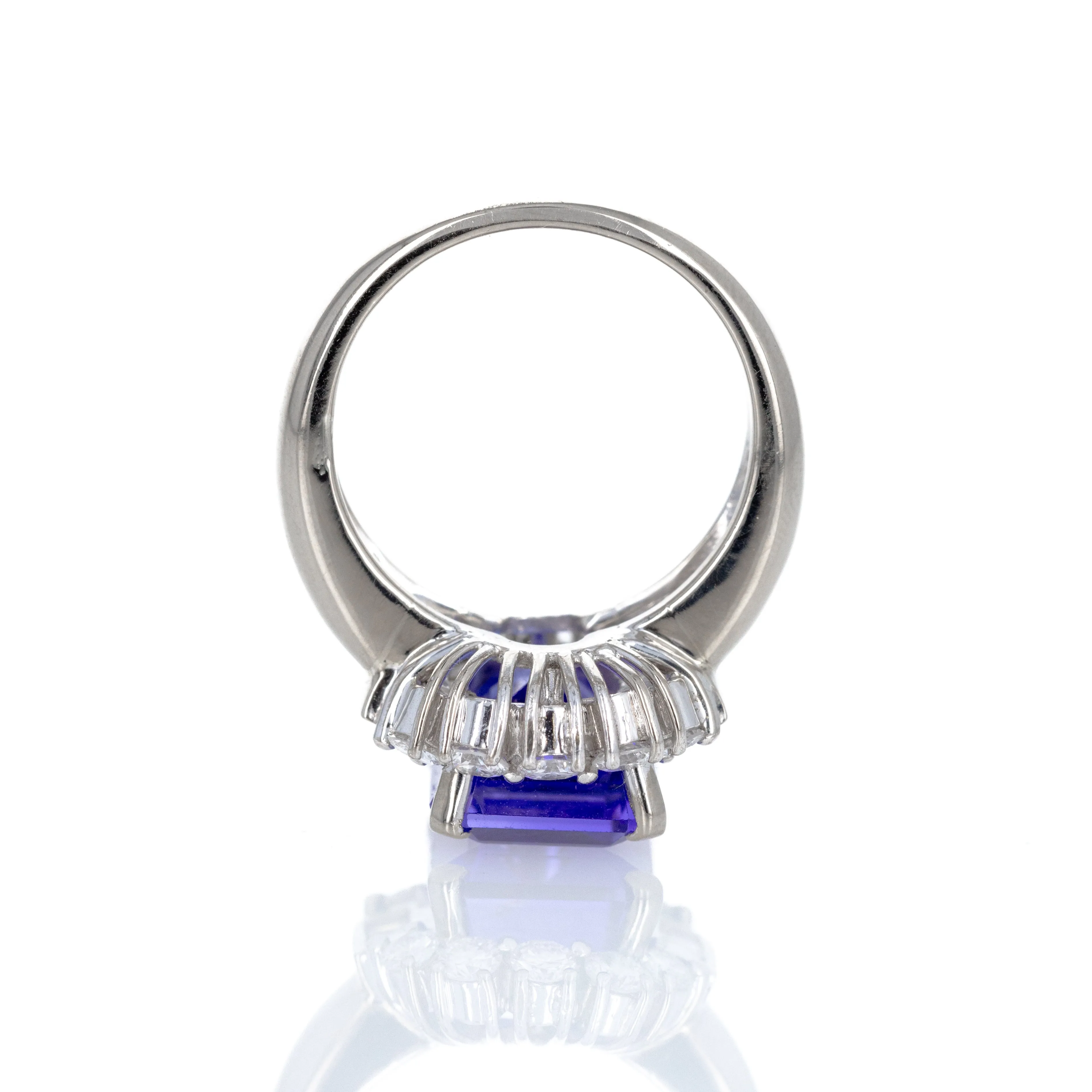 18K White Gold 6.48 Carat Tanzanite Diamond Halo Ring