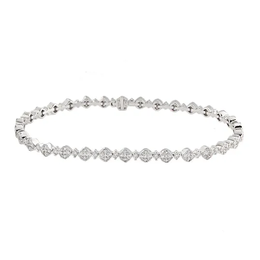 18k White Gold Diamond Cluster Bracelet