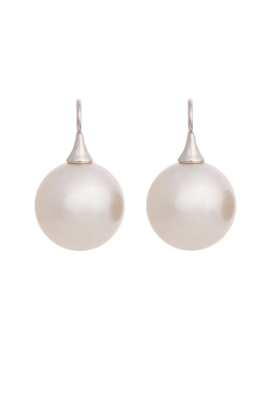 18K White Gold On The Hook White South Seas Pearl Earrings
