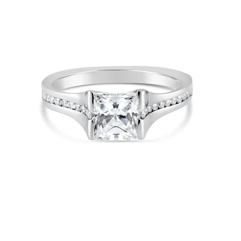 18K White Gold R452-1D Engagement Ring