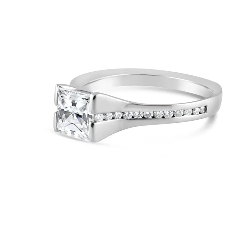 18K White Gold R452-1D Engagement Ring