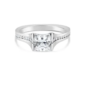 18K White Gold R452-1D Engagement Ring