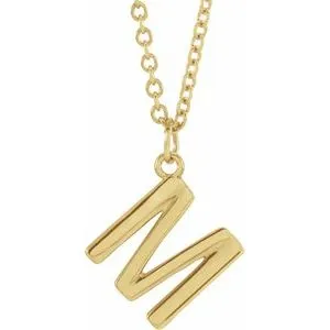 18K Yellow Gold-Plated Sterling Silver Initial M  Dangle 16" Necklace