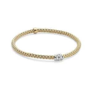 18KT YELLOW & WHITE GOLD PRIMA FLEX IT BRACELET SET WITH 0.07CTS OF ROUND BRILLIANT CUT DIAMONDS