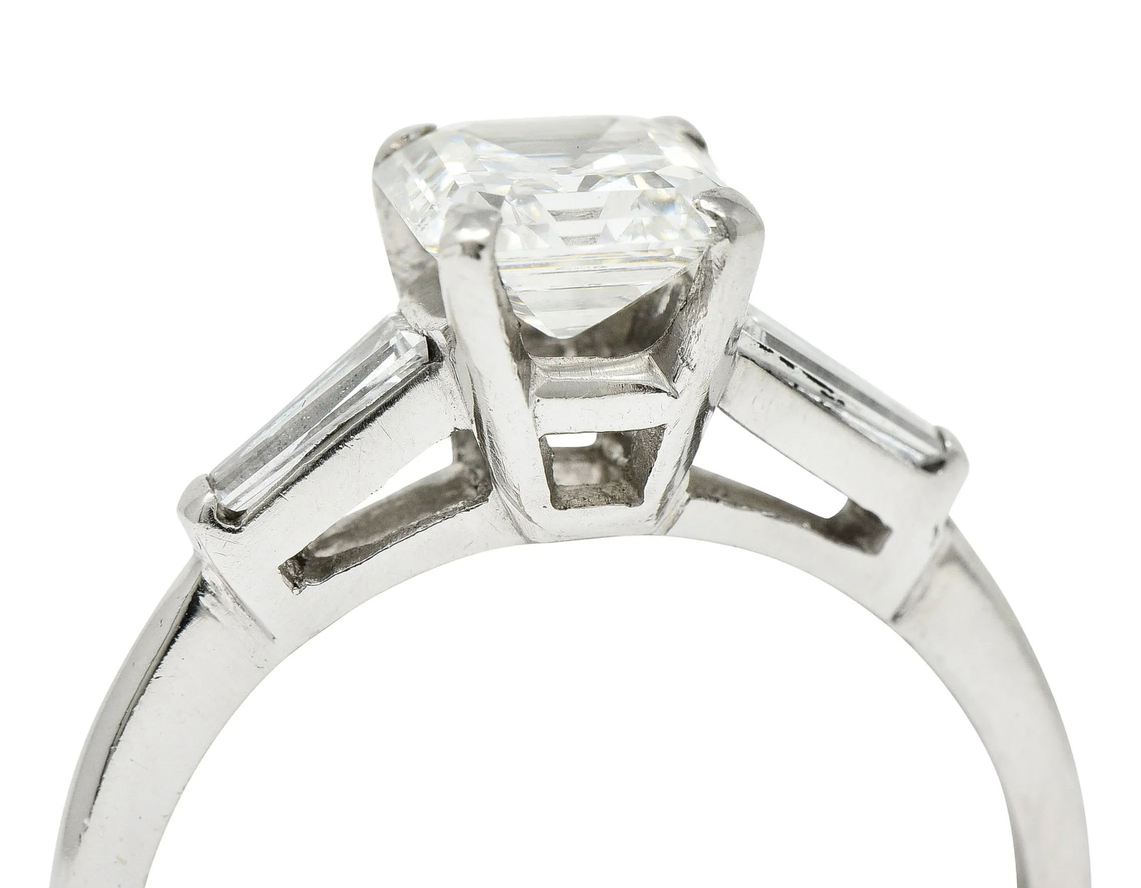 1950's Mid-Century 1.24 CTW Asscher Diamond Platinum Engagement Ring GIA