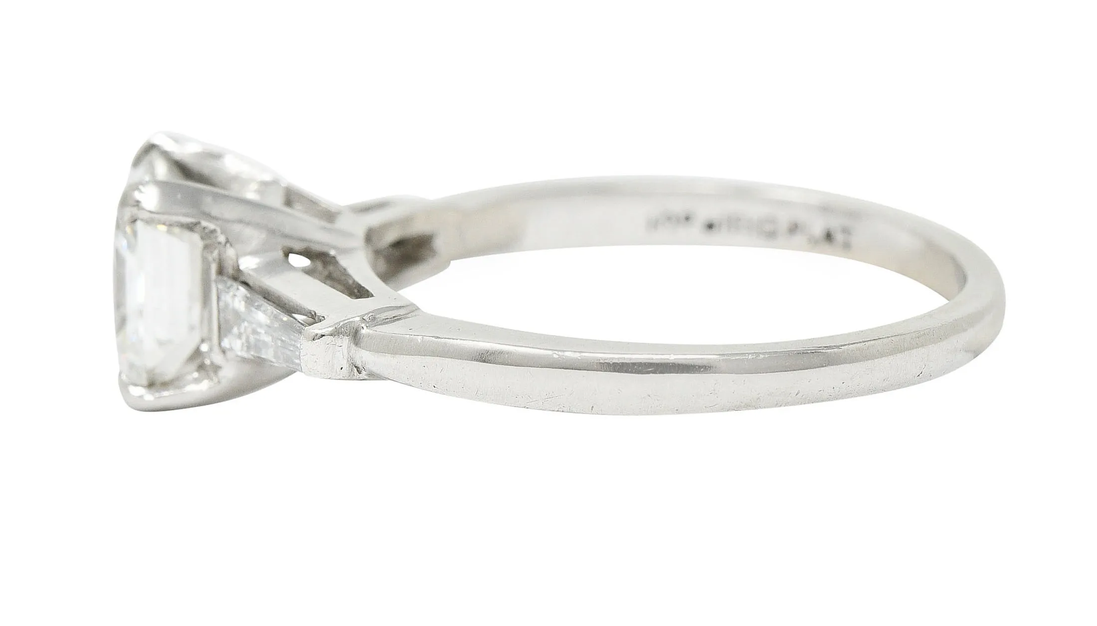 1950's Mid-Century 1.24 CTW Asscher Diamond Platinum Engagement Ring GIA