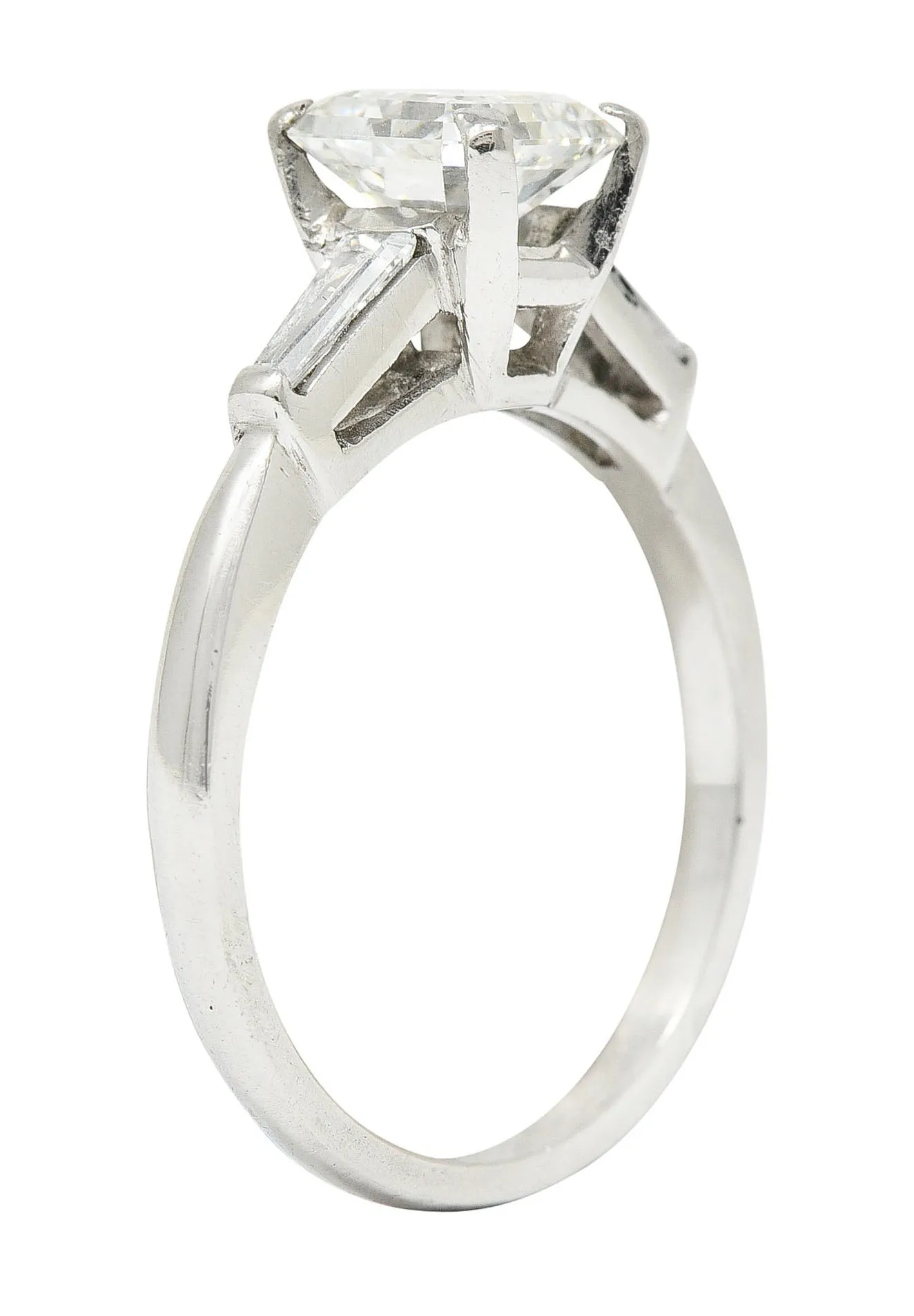 1950's Mid-Century 1.24 CTW Asscher Diamond Platinum Engagement Ring GIA