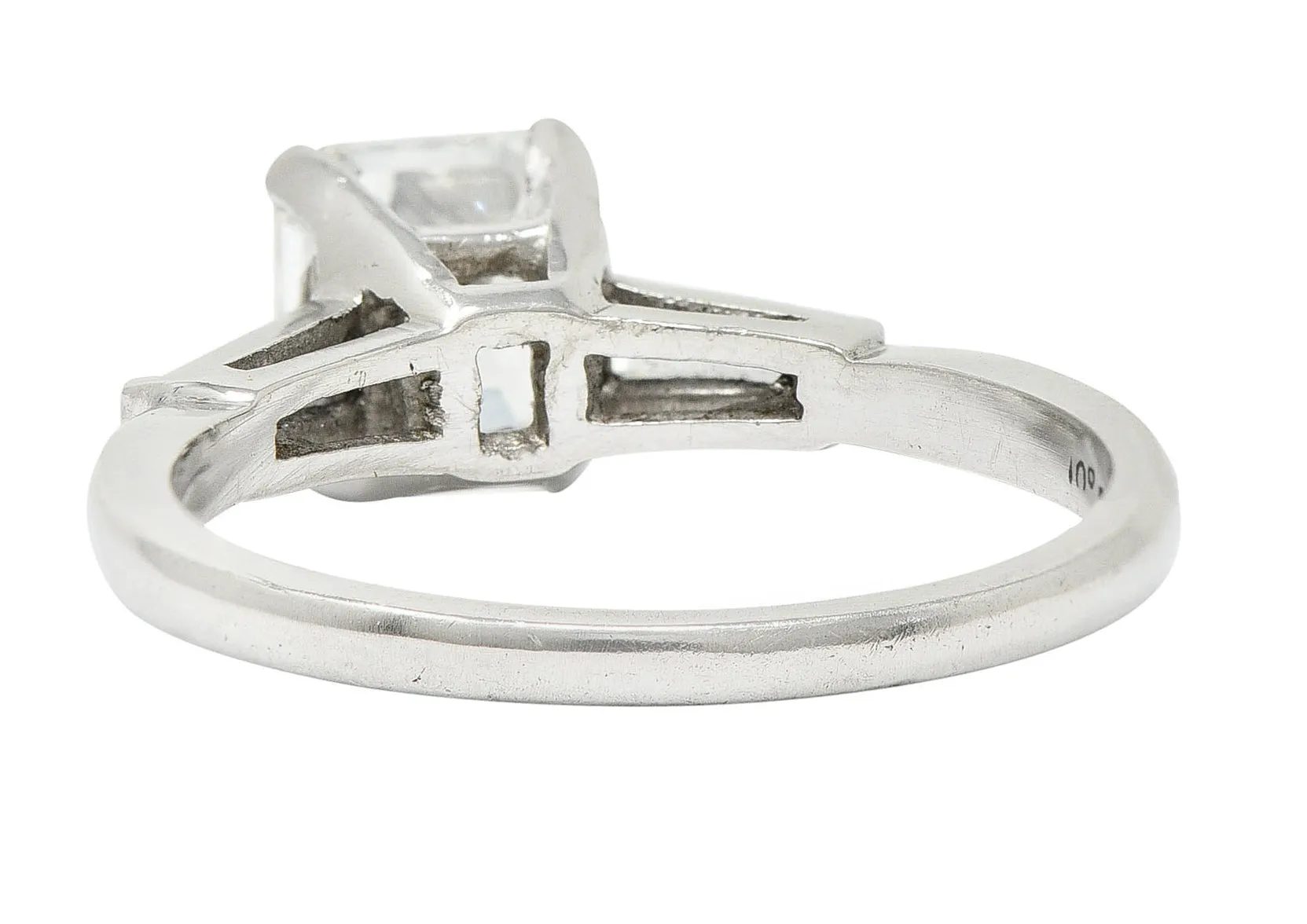 1950's Mid-Century 1.24 CTW Asscher Diamond Platinum Engagement Ring GIA