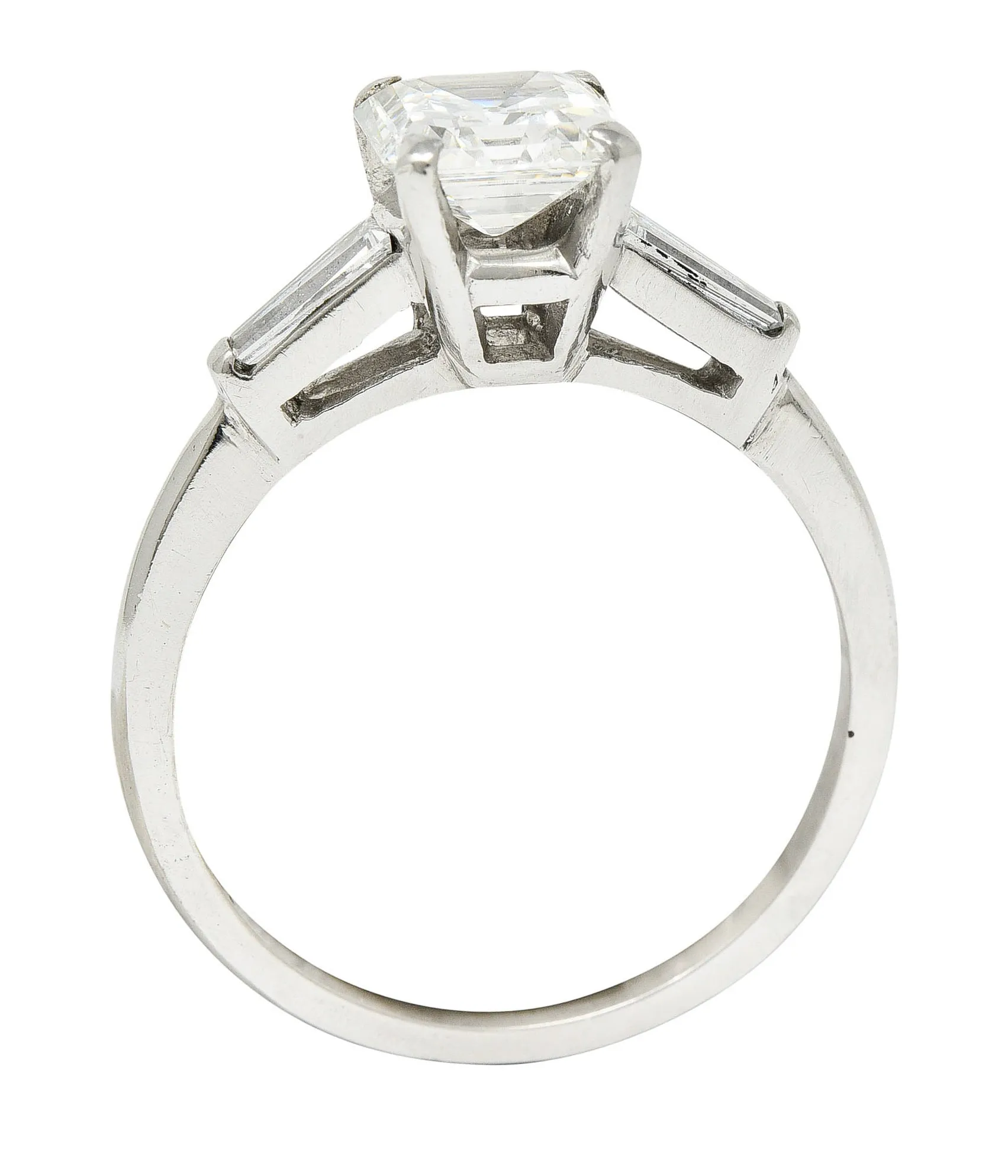 1950's Mid-Century 1.24 CTW Asscher Diamond Platinum Engagement Ring GIA