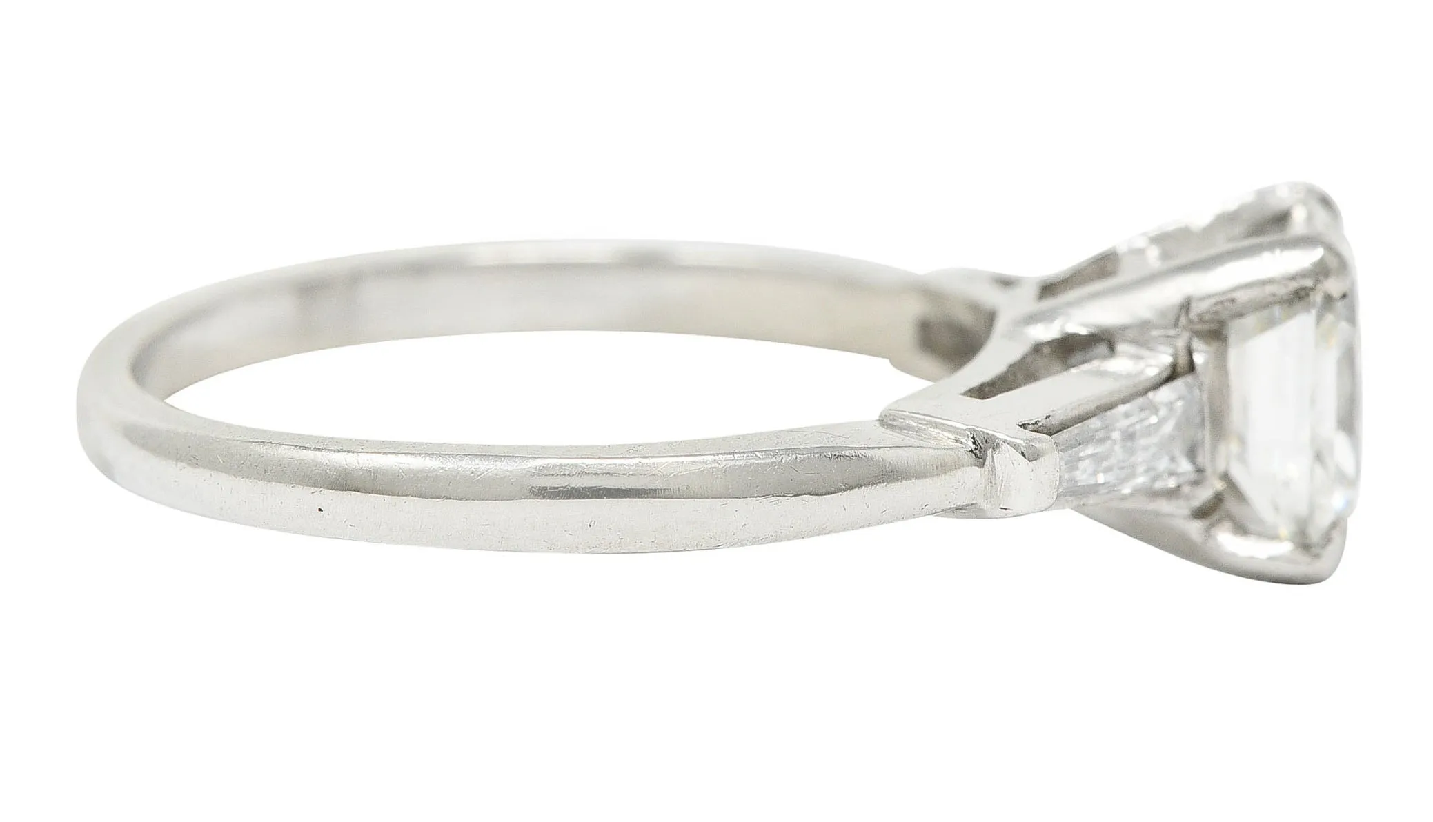 1950's Mid-Century 1.24 CTW Asscher Diamond Platinum Engagement Ring GIA
