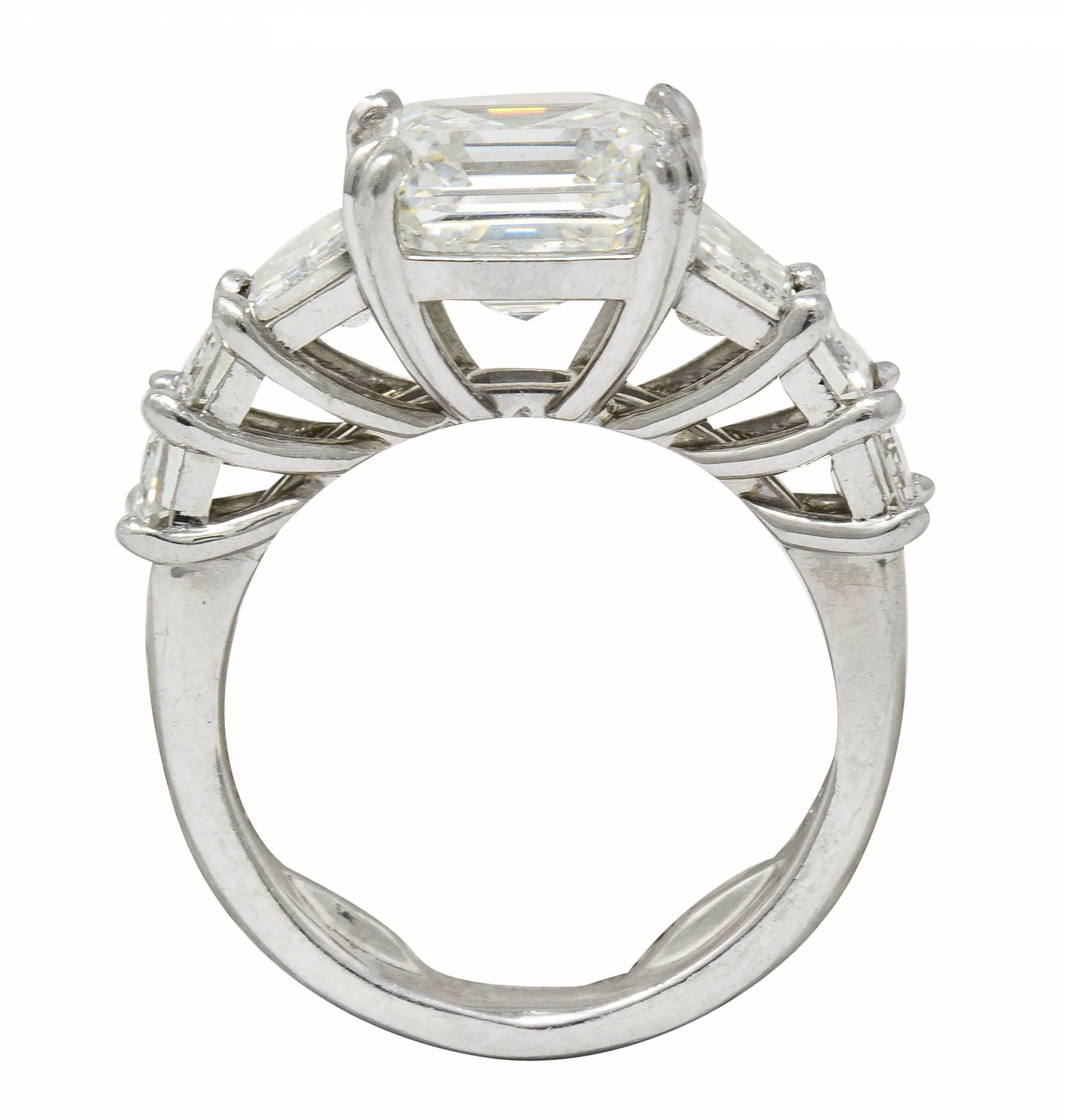 1950's Mid-Century 5.90 CTW Asscher Diamond Platinum Engagement Ring GIA