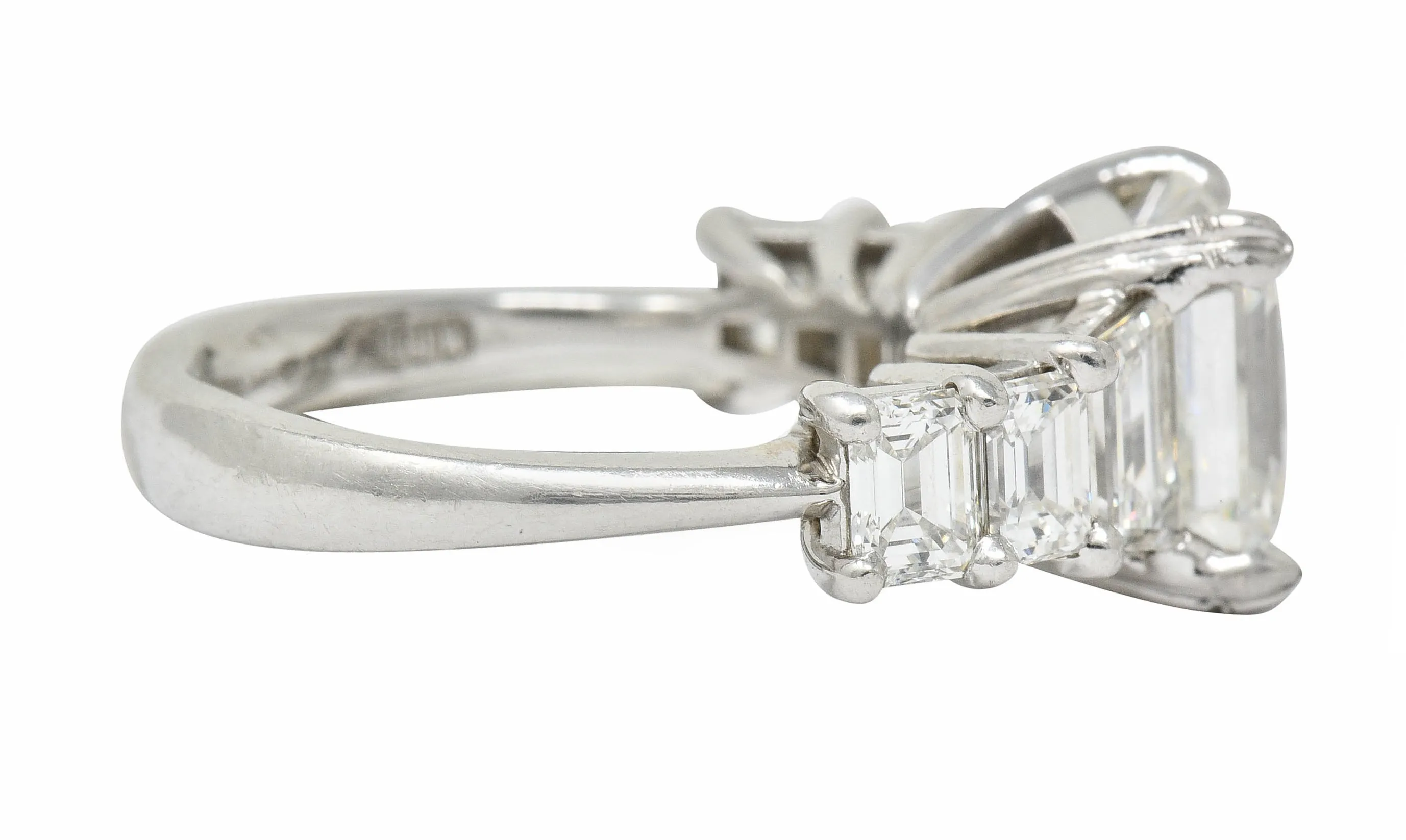 1950's Mid-Century 5.90 CTW Asscher Diamond Platinum Engagement Ring GIA