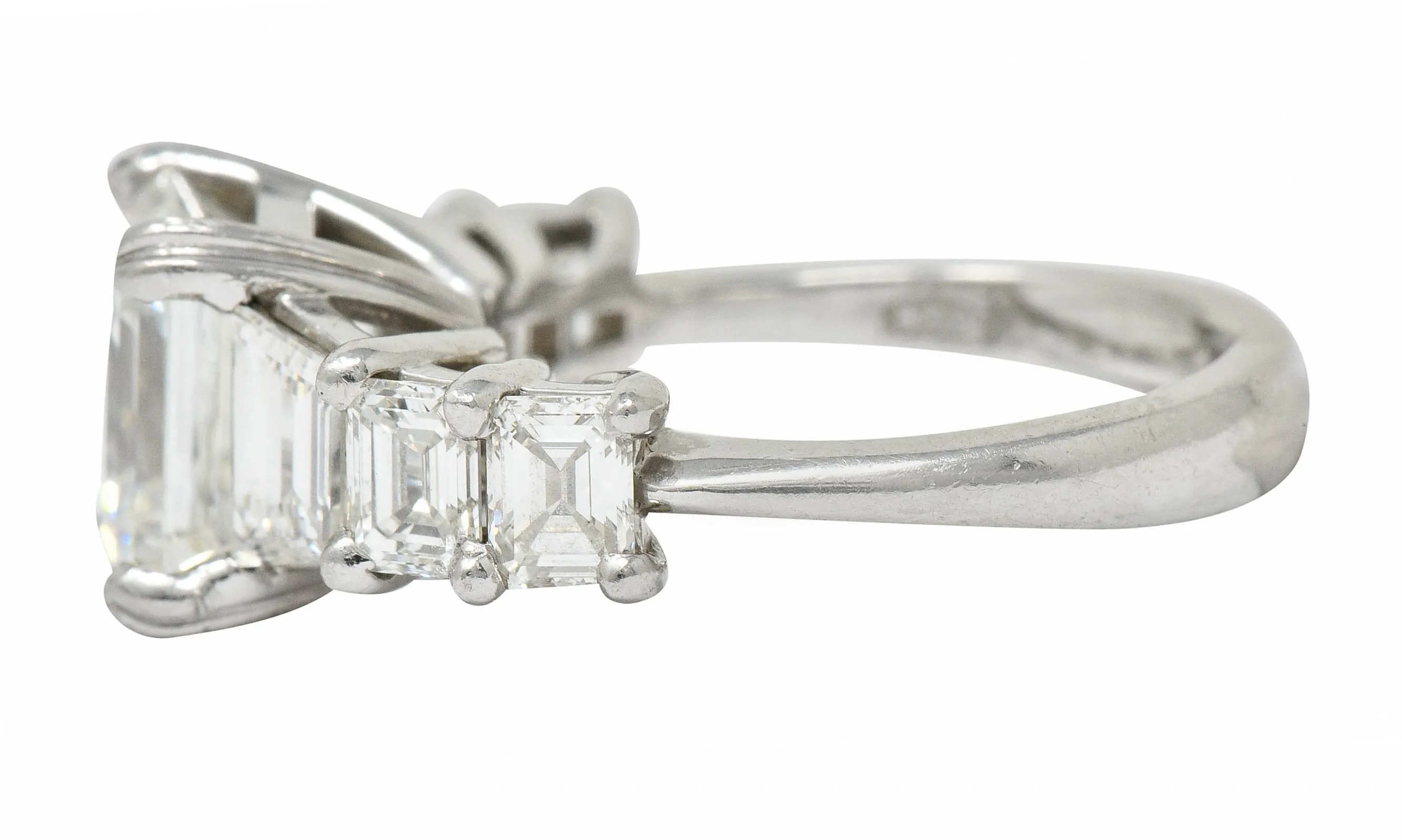 1950's Mid-Century 5.90 CTW Asscher Diamond Platinum Engagement Ring GIA