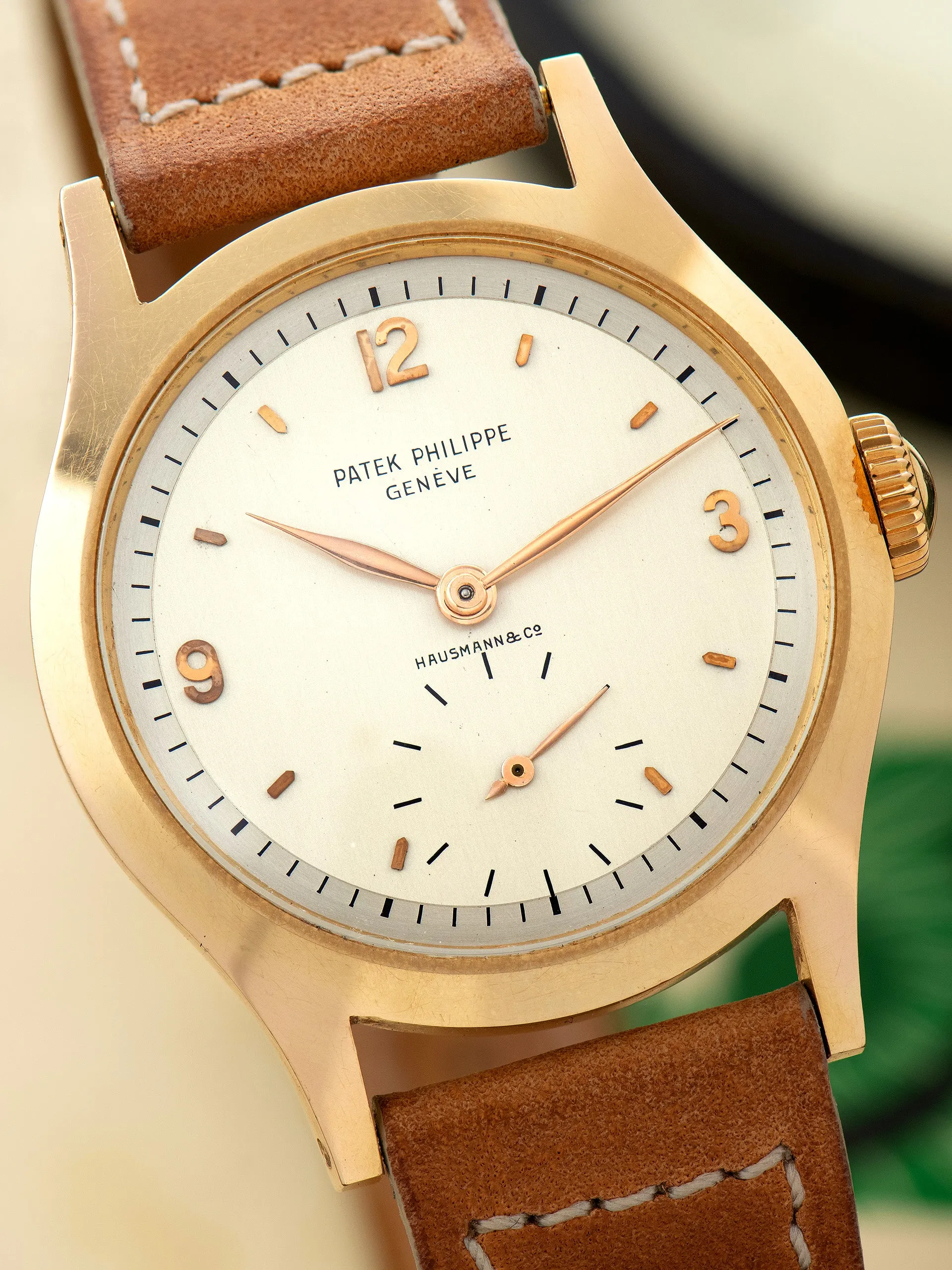 1956 Patek Philippe Calatrava 18K RG (Ref. 565) Two-Tone Silver "Hausmann & Co." Dial W/ Patek Philippe Certificate of Origin