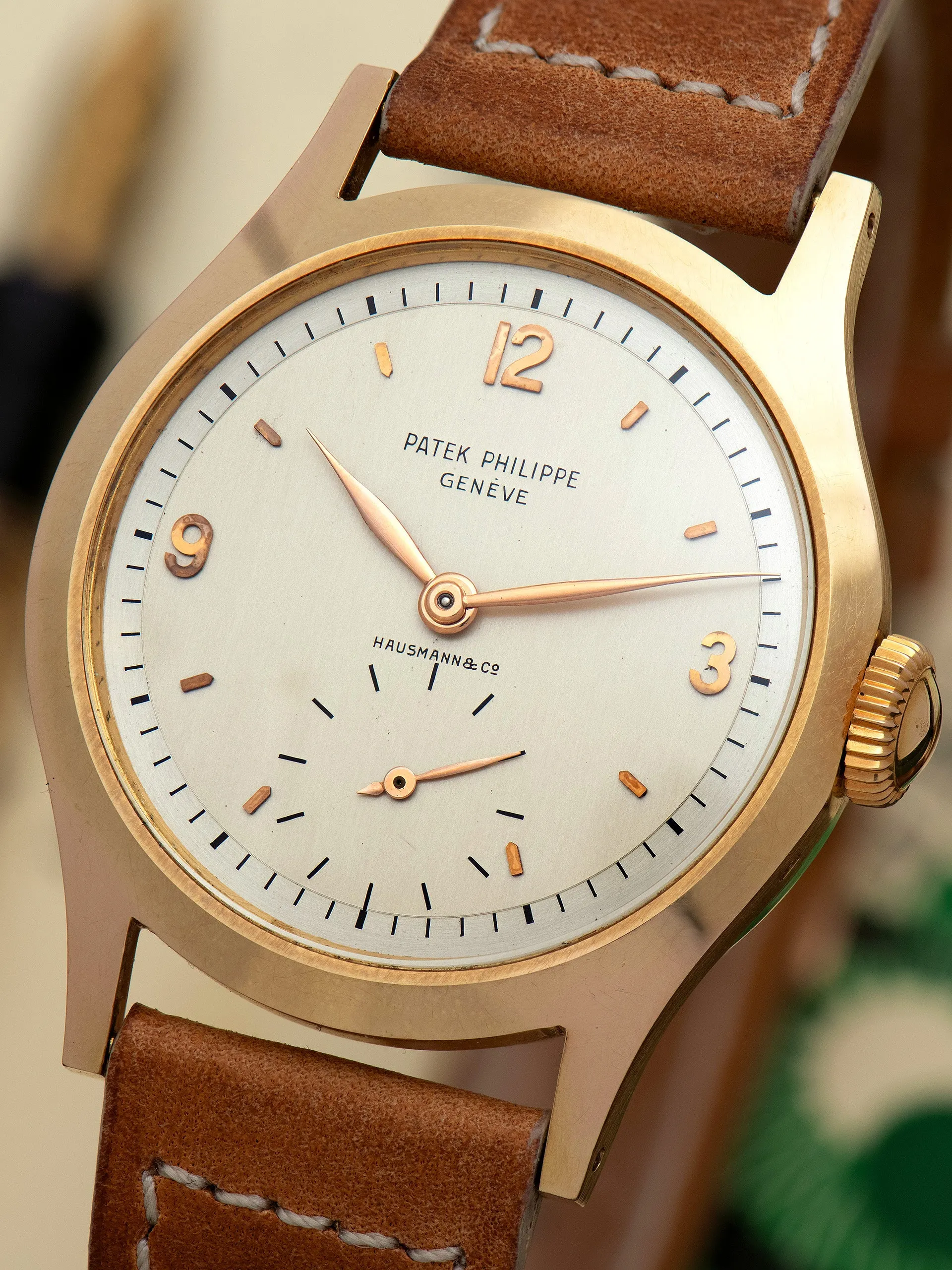 1956 Patek Philippe Calatrava 18K RG (Ref. 565) Two-Tone Silver "Hausmann & Co." Dial W/ Patek Philippe Certificate of Origin