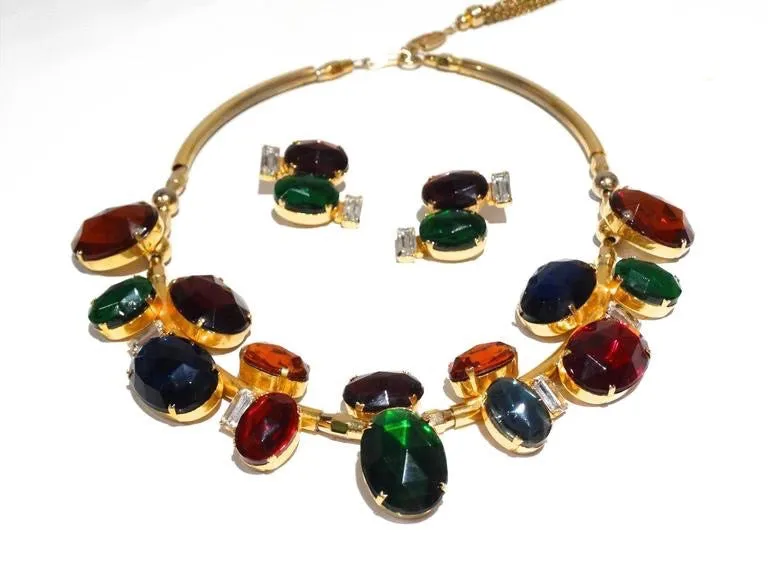 1980s Emilio Pucci Gem Earrings with Rhinestones