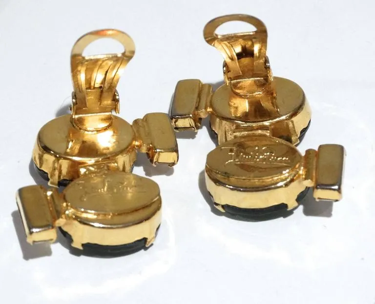 1980s Emilio Pucci Gem Earrings with Rhinestones