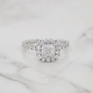 1ct Cushion Halo Engagement Ring